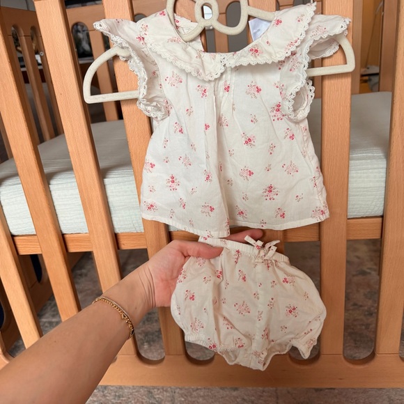Nordstrom Other - Nordstrom Cream and Pink Floral Diaper Cover Set